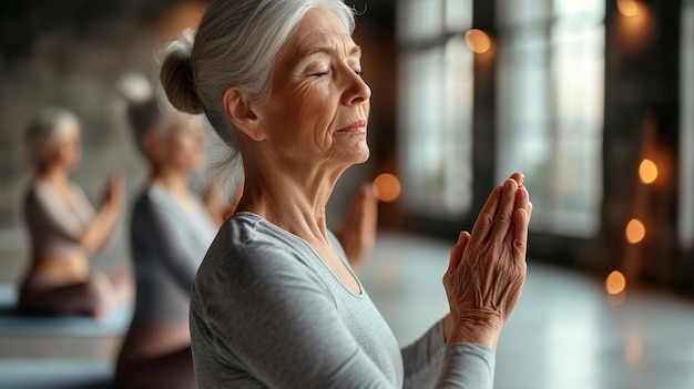 Ältere Frauen üben Yoga