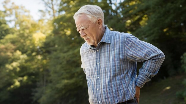 Älterer Mann mit Rückenschmerzen