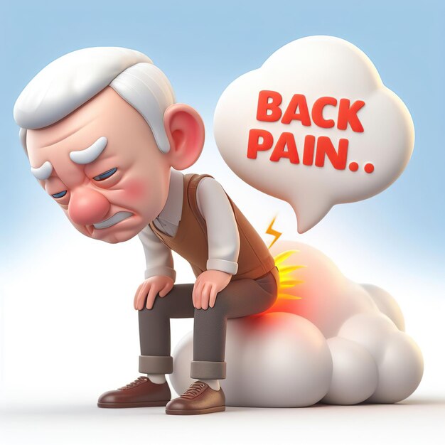 Älterer Mann sucht Schmerzlinderung wegen chronischer Rückenbeschwerden