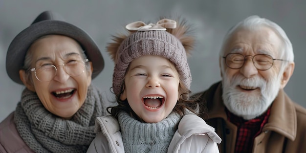 Älterer Mann und zwei jüngere Leute lachen