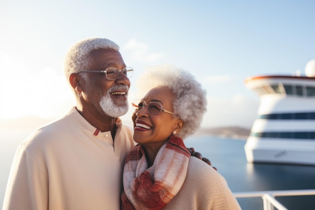 Älteres afroamerikanisches Paar auf einem Kreuzfahrtschiff