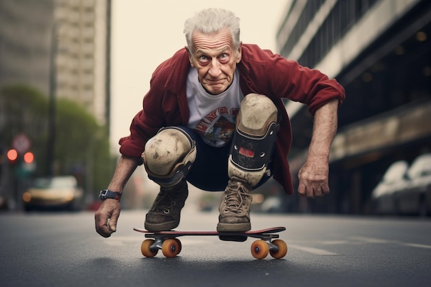 Último homem andando de patins, olhando para a câmera