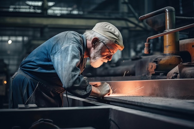 Último homem trabalhando em uma indústria Dia do Trabalho