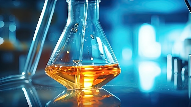 Öltropfen, Mischen chemischer Reagenzien, Labor- und Wissenschaftsexperimente, Formulierung der Chemikalie für die medizinische Forschung, Qualitätskontrolle von Produkten der Erdölindustrie