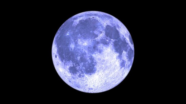 Lua cheia azul em um fundo preto