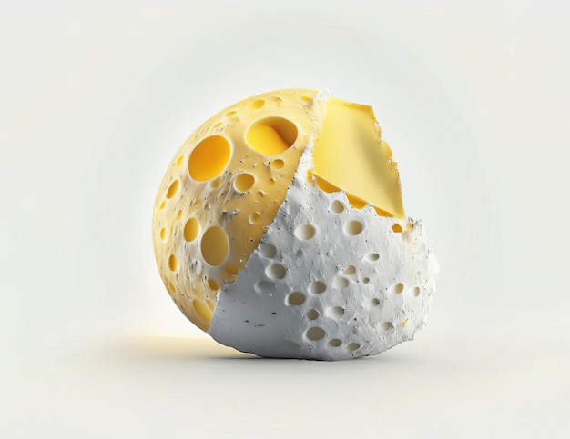 Lua de queijo isolada em fundo branco gerado por IA
