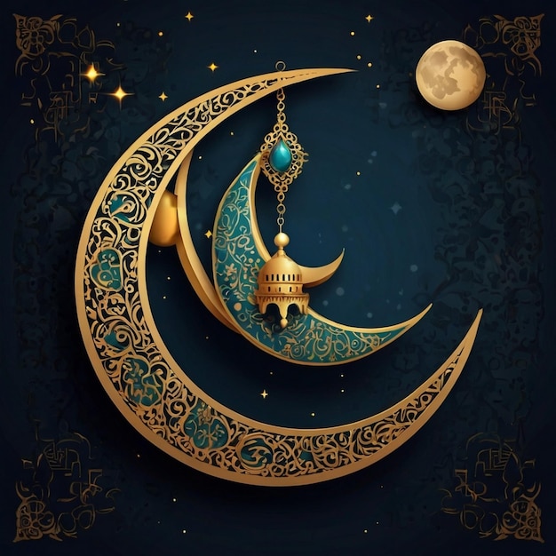 Lua decorativa do Eid para o fundo do festival sagrado