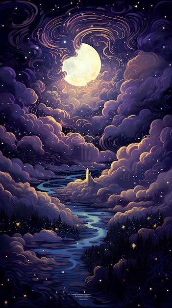 lua e estrelas com uma nuvem no fundo no estilo de pixelart