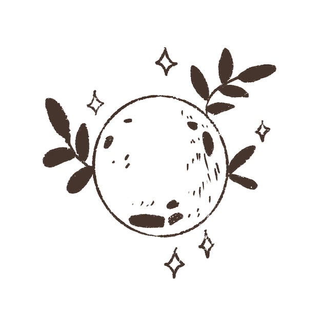 Lua em destaques de contorno preto e branco para astrologia