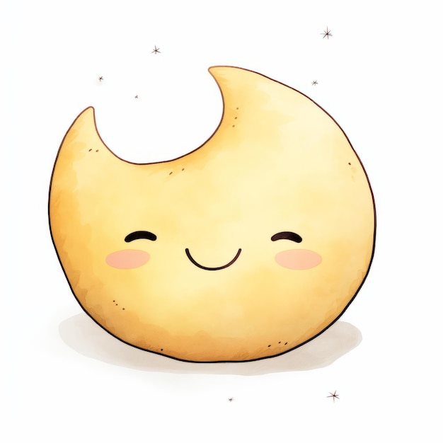 Lua kawaii bonita em fundo branco Ilustração vetorial