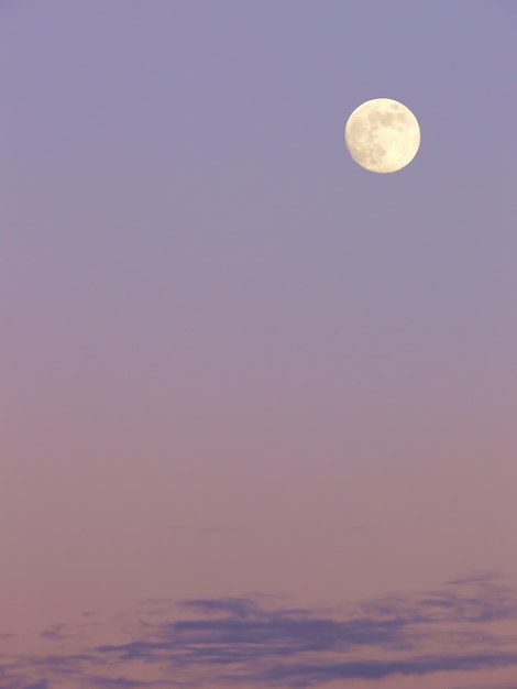 Lua no céu da noite. lua cheia e céu pastel. composição da natureza