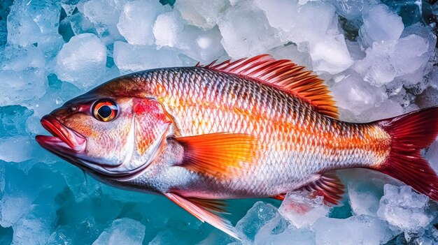 Foto la lubina en el hielo afeitado