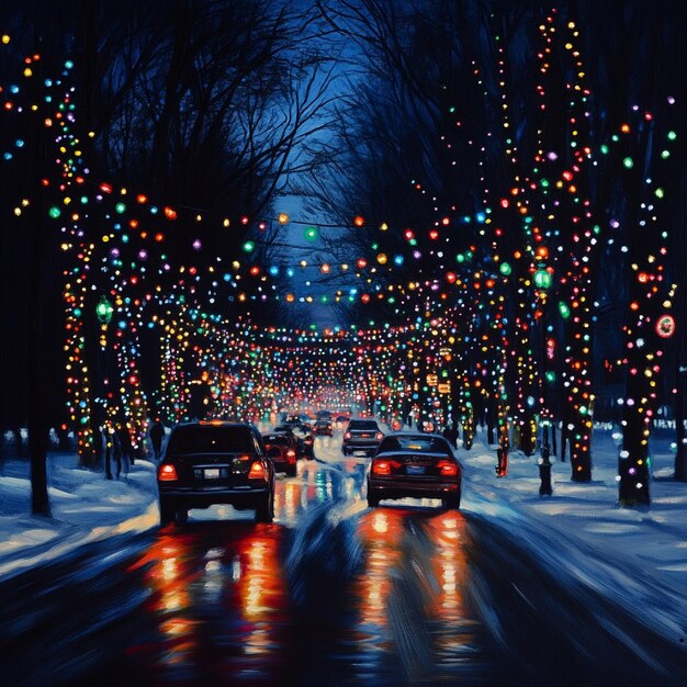 Las luces adornan una alegre caravana1