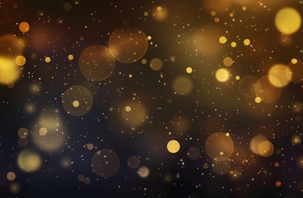 Luces bokeh borrosas en colores amarillo y crema sobre un fondo oscuro Efecto de luz borrosa abstracta