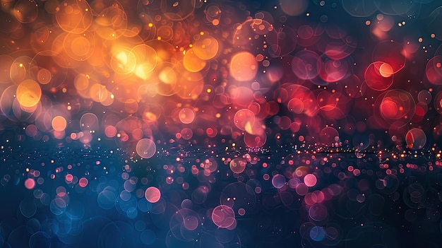 Las luces bokeh de colores brillan contra un telón de fondo oscuro