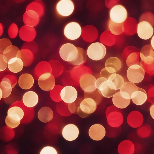 Foto luces bokeh desenfocadas para fondo círculos rojos de luz abstracta y fondo navideño