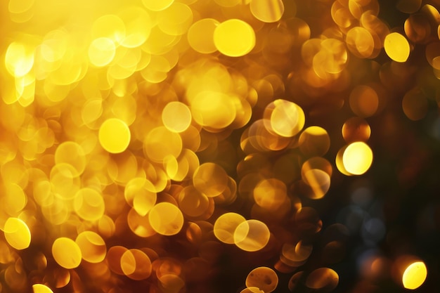 Luces Bokeh doradas en fondo amarillo Montage ilustrado abstracto con espacio de copia