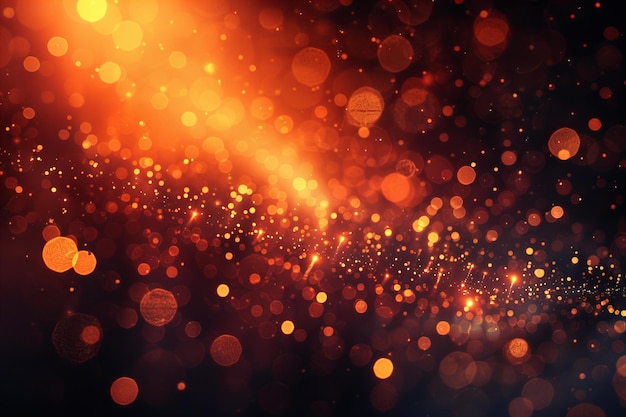 Luces de bokeh naranja brillantes en un fondo oscuro