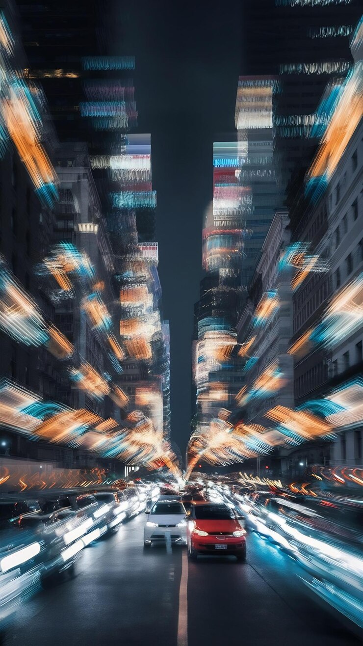 Foto luces borrosas de la ciudad