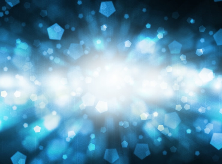 Foto luces borrosas sobre fondo azul o luces sobre fondo azul.