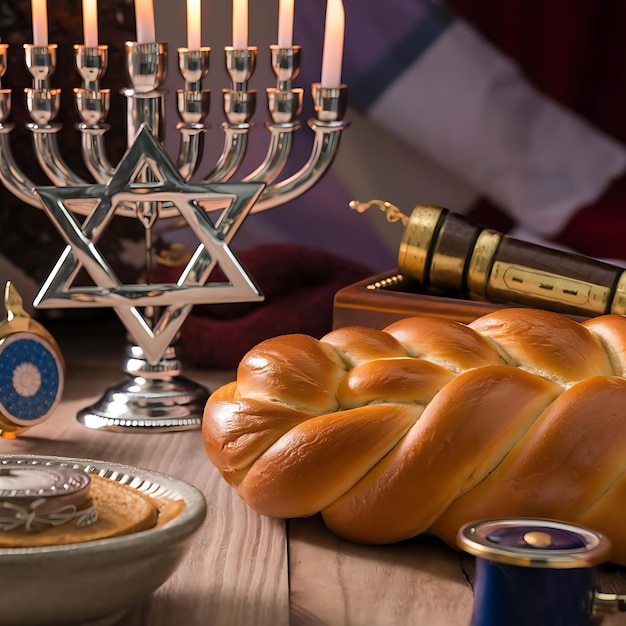 Foto las luces brillantes celebran la alegría de hanukkah