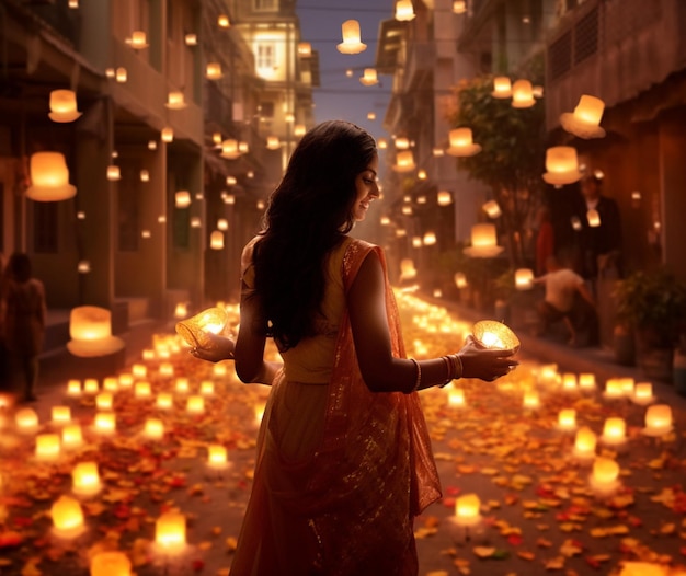 Las luces brillantes de Diwali