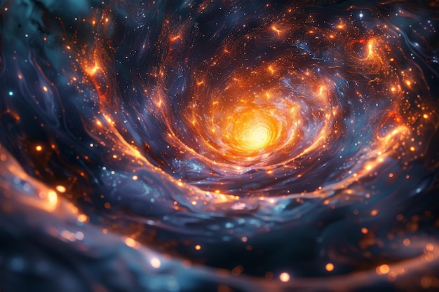 Luces brillantes en una galaxia espiral