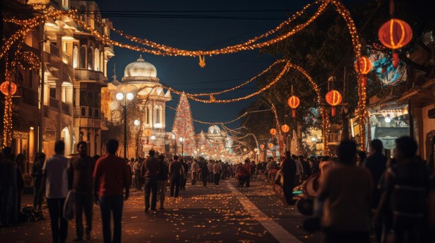 Las luces de la calle de Diwali