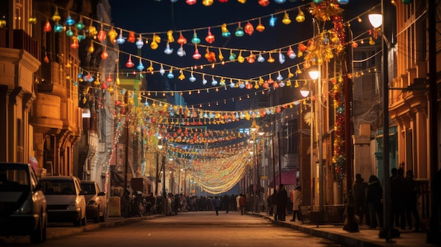 Las luces de la calle de Diwali