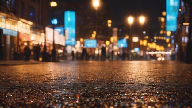 Luces callejeras nocturnas de la ciudad fondo bokeh