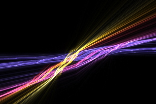 Luces caóticas brillantes con nubes fondo generado por computadora 3D abstracto moderno