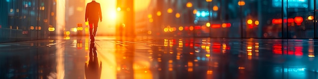 Foto las luces de la ciudad en la lluvia se reflejan en el camino mojado