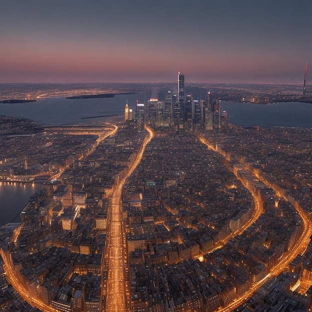 Luces de la ciudad por la noche Fondo de pantalla generativo HD Ai 8K Imagen fotográfica de stock