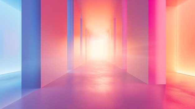 Luces coloridas en espacios interiores con estilo creativo y minimalista
