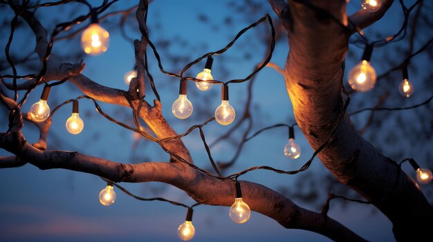 Luces de cuerda de árbol aisladas