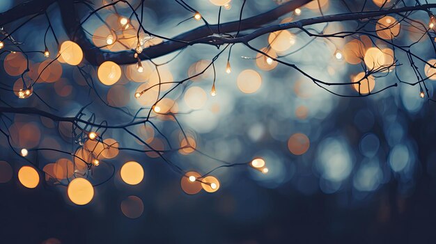 Las luces de la cuerda brillan bokeh