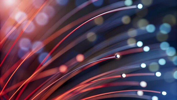 Luces dinámicas de fibra óptica que muestran datos de alta velocidad y tecnología de vanguardia