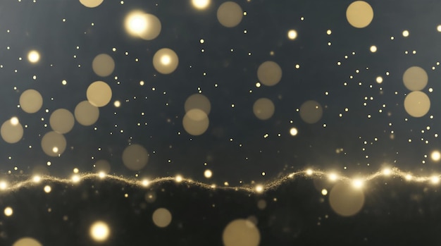 Las luces doradas de Bokeh en un fondo de noche oscura