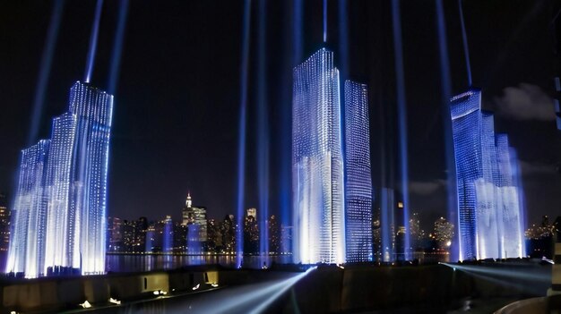 Foto las luces están encendidas por la noche