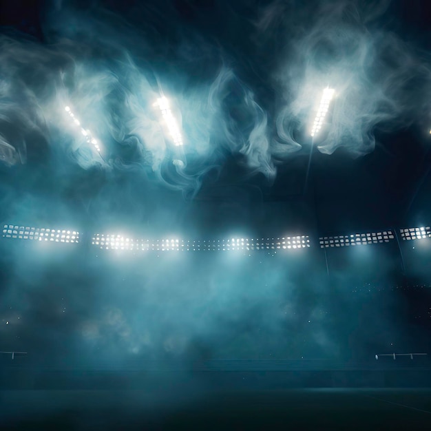 luces y humo del estadio