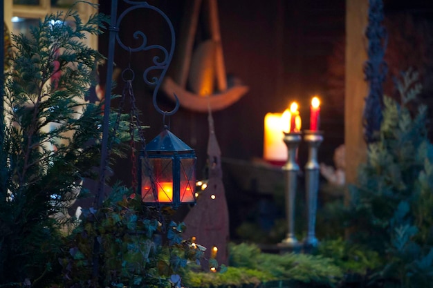 luces en el jardín