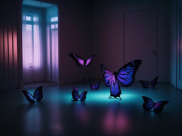 Luces de mariposa en la ilustración oscura