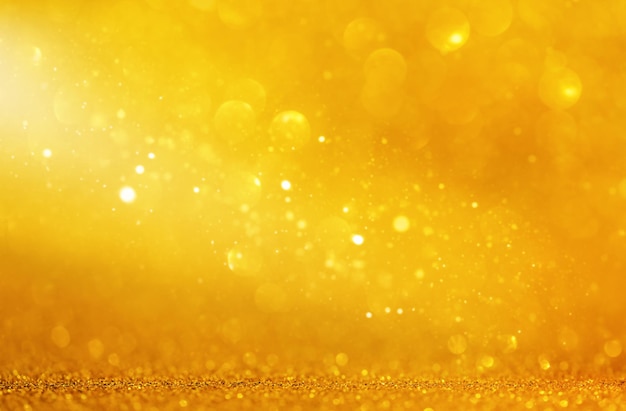 Las luces de Navidad brillantes de fondo dorado