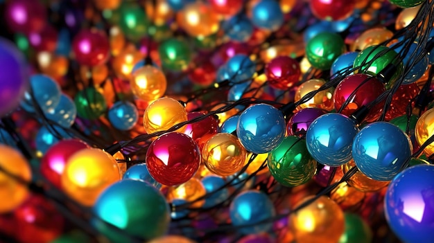 Luces navideñas coloridas Color brillante Generativo Ai