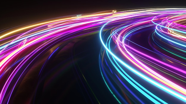 Luces de neón abstractas en un patrón circular