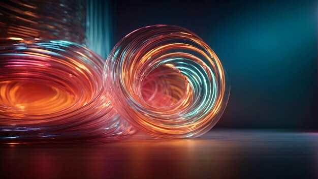 Luces de neón brillantes y coloridas formas de luz de fondo abstracto 3d