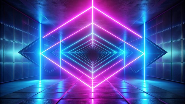 Las luces de neón en una ciudad futurista