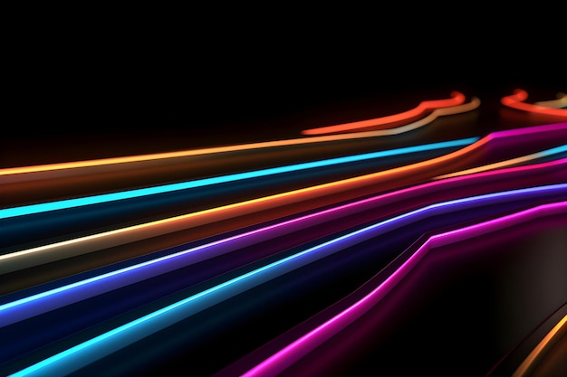 Luces de neón sobre un fondo negro.