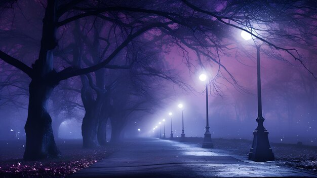 Luces en la niebla púrpura