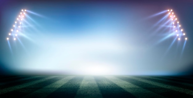 Luces por la noche y estadio renderizado en 3D